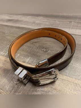 ONYX By Brighton Vintage Brown Croc Embossed Leather Belt Mens 36